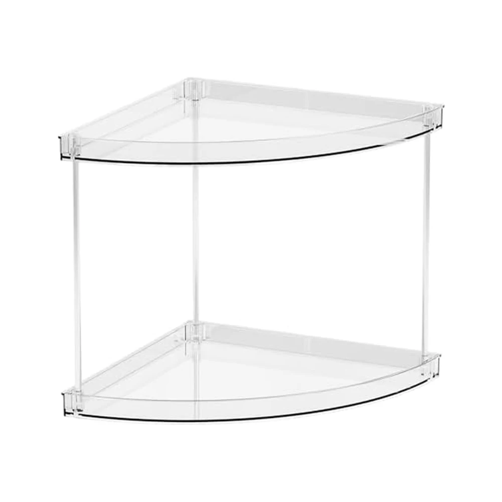 2 Tier Clear Corner Organizer for Bathroom and Vanity Space Saving Shelf for Toiletries and For Beauty Essentials Plastic