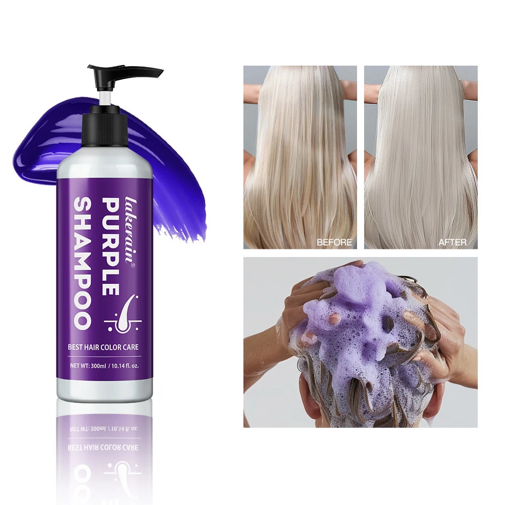 300Ml Shampoo Lock Color Purple Shampoo Blonde Hair Bleaching Yellow Removing Linen Gray Silver Color Hair Dye