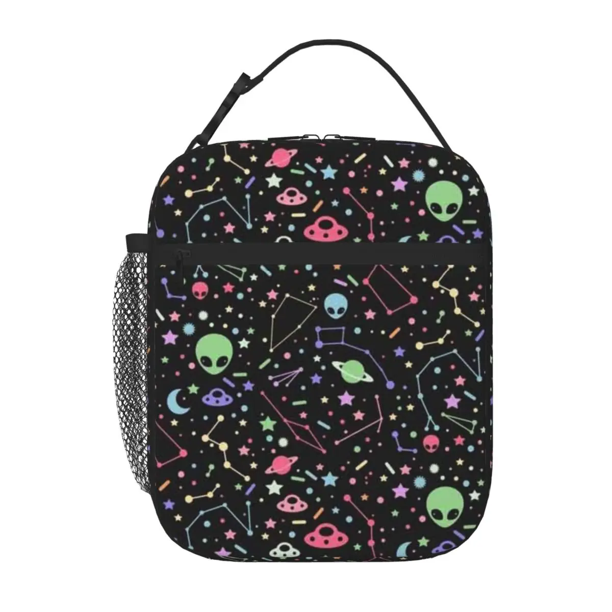 Bestselling Night Sky Constellations With UFOs Space Print Portable Lunch Bag Lawn Dining Reusable Lunch Bag