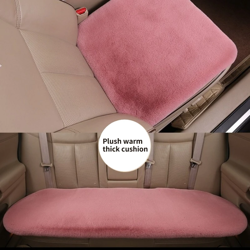 

Plush Rabbit Fur Car Seat Cushion Winter Warmth Thick Wool Square Multicolor Cushion for Main Driver or Co-pilot Cover Universal