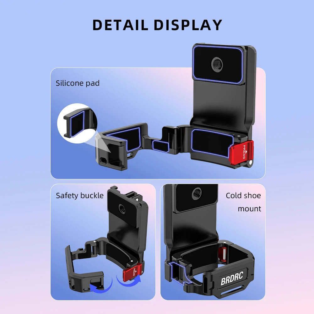 BRDRC Magnetische Halterung für DJI Pocket 4/4P/3 Metall-Verlängerungshalterung 1/4 Schraubenloch /2-Klauen-Adapter Fotografie-Zubehör – Detail 11