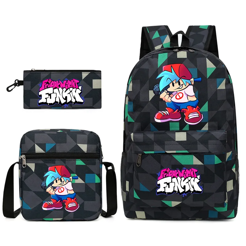 

Harajuku Youthful Funny Friday Night Funkin Print 3pcs/Set Student Travel bags Laptop Daypack Backpack Shoulder Bag Pencil Case
