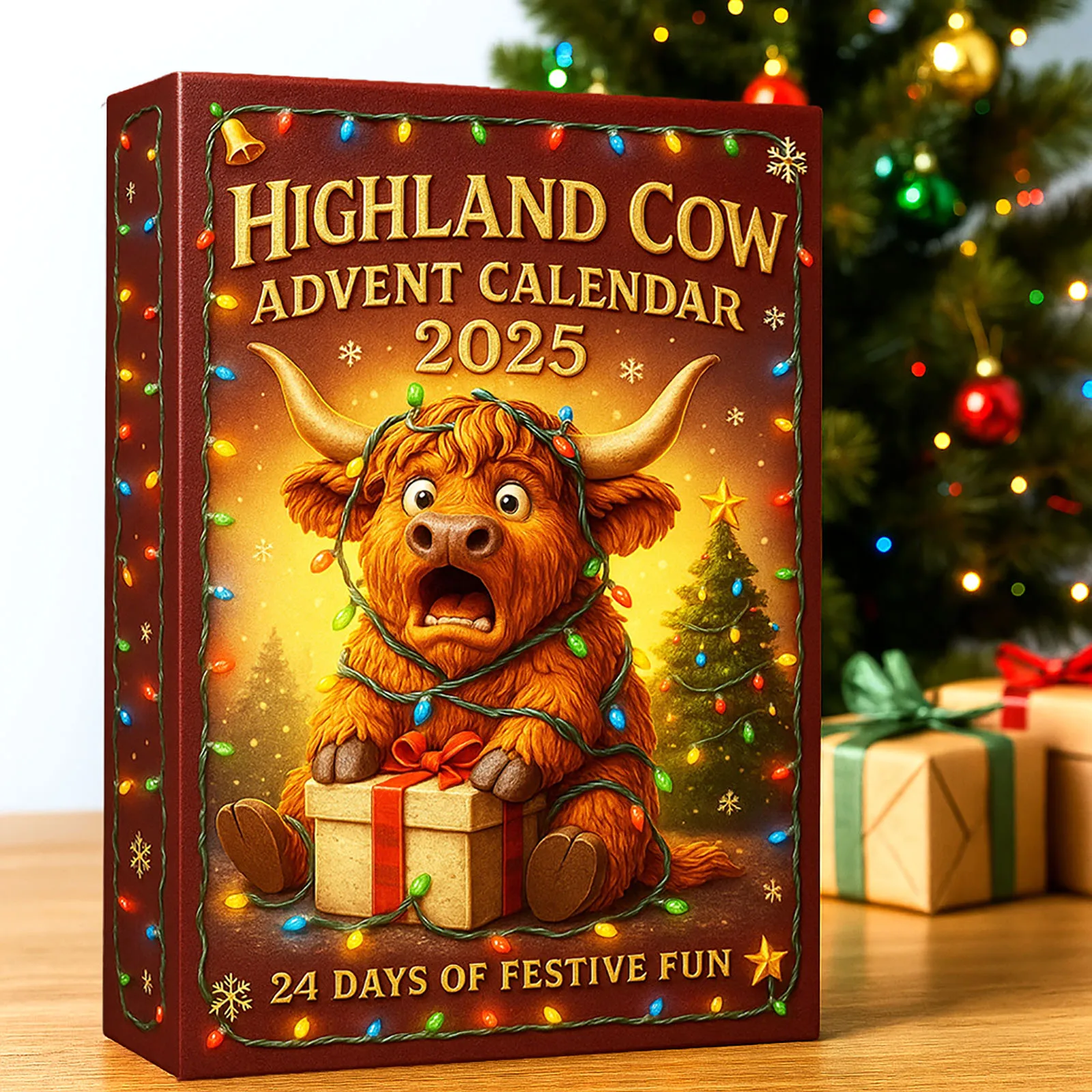 Brinquedos interessantes 3d vaca calendário do advento 2025 24 pçs artesanal decorações de natal exibição de mesa ornamentos divertidos decoração para casa