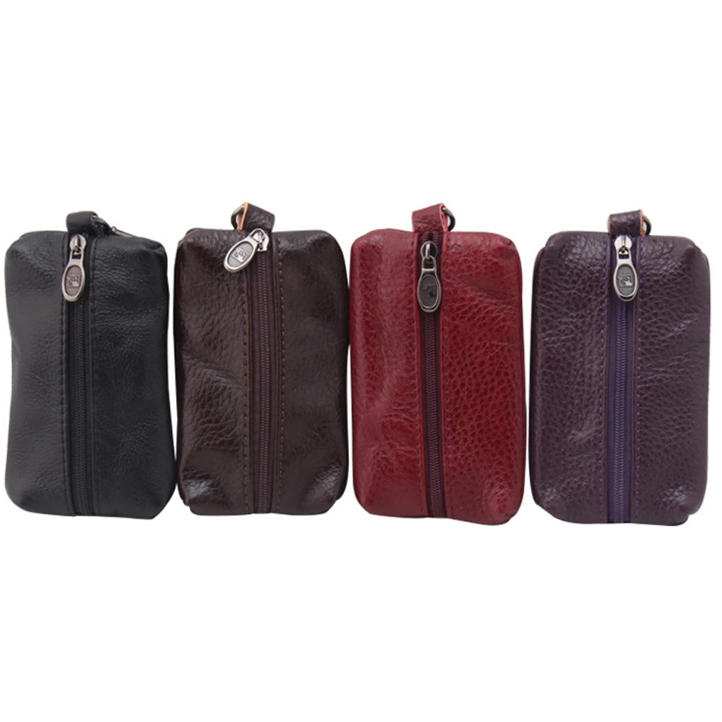 Men Car Key Case Leather Wallets Coin Purse Soft Zipper Bag Keychain Cover For Money Pocket Thin Wallets Ring Pouch Card Purse