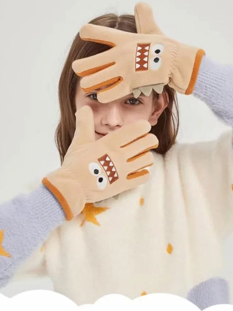 AliExpress YANBIGUO 1 Pair Kids Cold Weather Gloves Winter Full Fingers Polar fleece Gloves Warm Mitten Cartoon Gloves for Boys and Girls