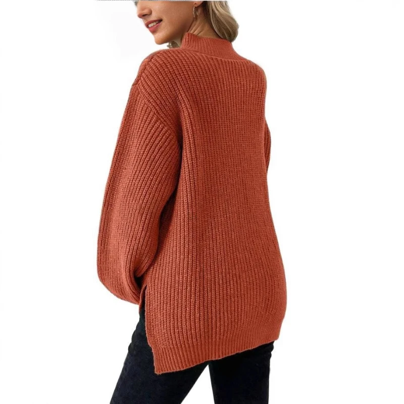 Pregnant Women's Sweater European and American Brick Red Knitted Sweater
