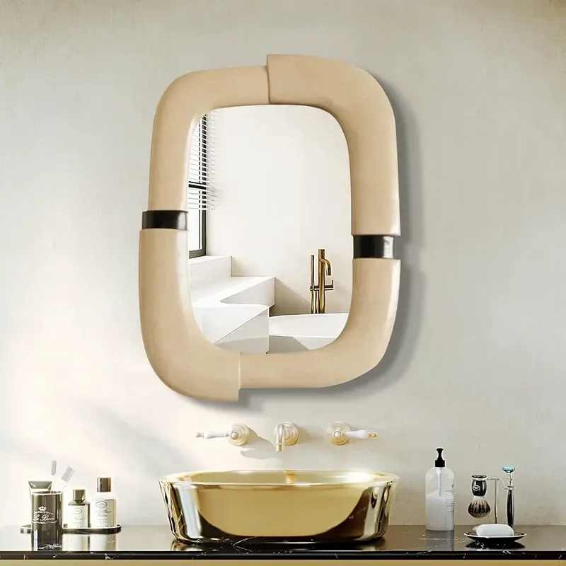 Nordic Wall Mounted Bathroom Mirror Square 3D Vanity Mirror for Toilet Art Decorative Mirror for Fireplace Hotel Special