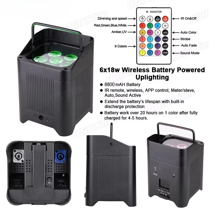 Smartbat APP Remote 6x18w Battery LED Uplight With Charging Flightcase LED Par Light For Party Bar Club Wedding Event