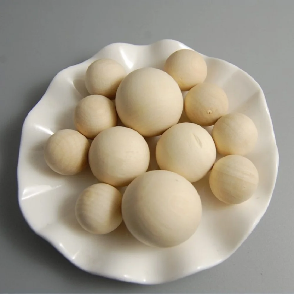 100pcs ，10mm-50mm Log Color Wooden Beads Non-porous Spherical Log Beads Wooden Wooden Beads