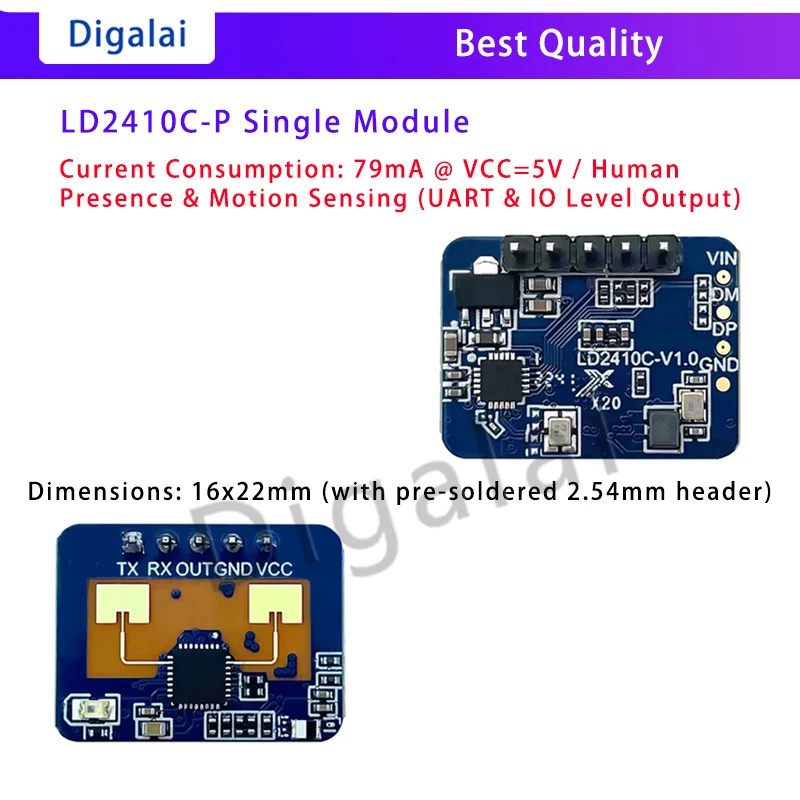 24G presence sensing radar LD2410C radar module square package smart sensor with Bluetooth