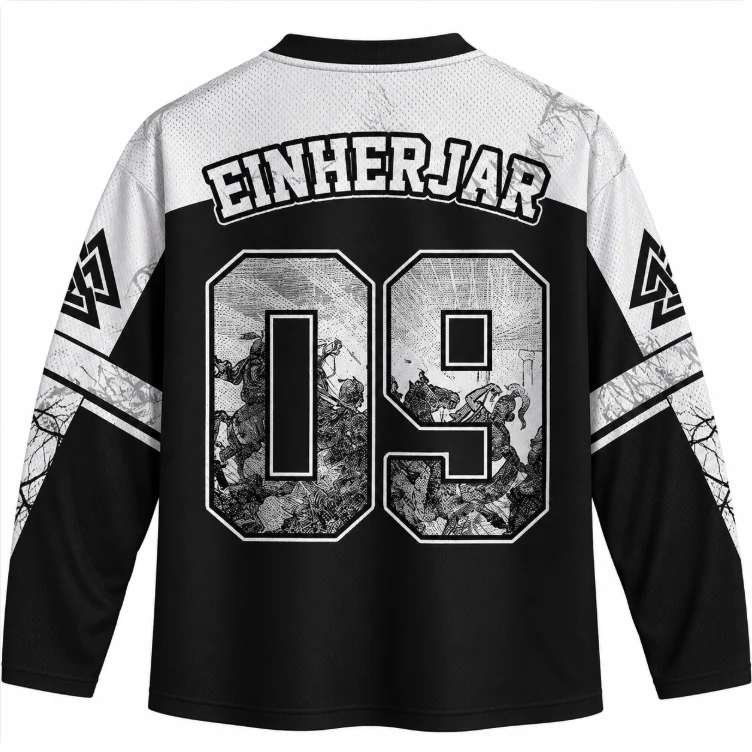 Viking Odin Valhalla Awaits Einherjar 09 Long Sleeve Norse Mythology Yggdrasil Valknut Print V Neck Sports Streetwear