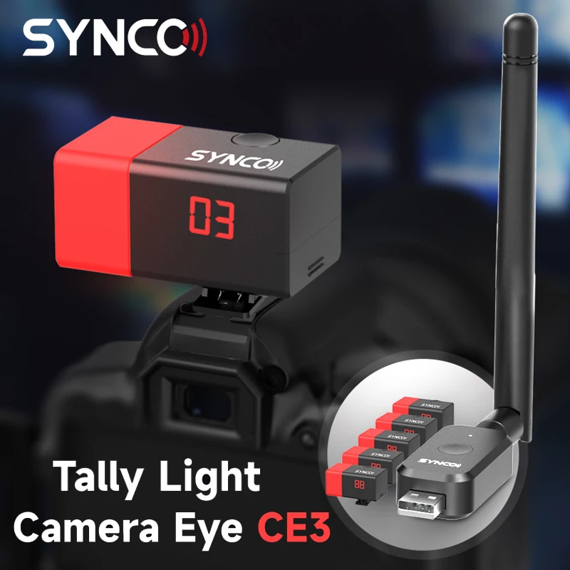 SYNCO CE3 Tally Light 1000M 2.4G Lora ضوء إشارة نقل لاسلكي لمحول الفيديو المخرج البث المباشر