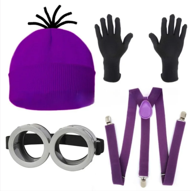 Funny Halloween Disfraz Minions Party Costume Accessories Adult Men Women Cosplay Party Set Hat Eyes Gloves Set for Parties