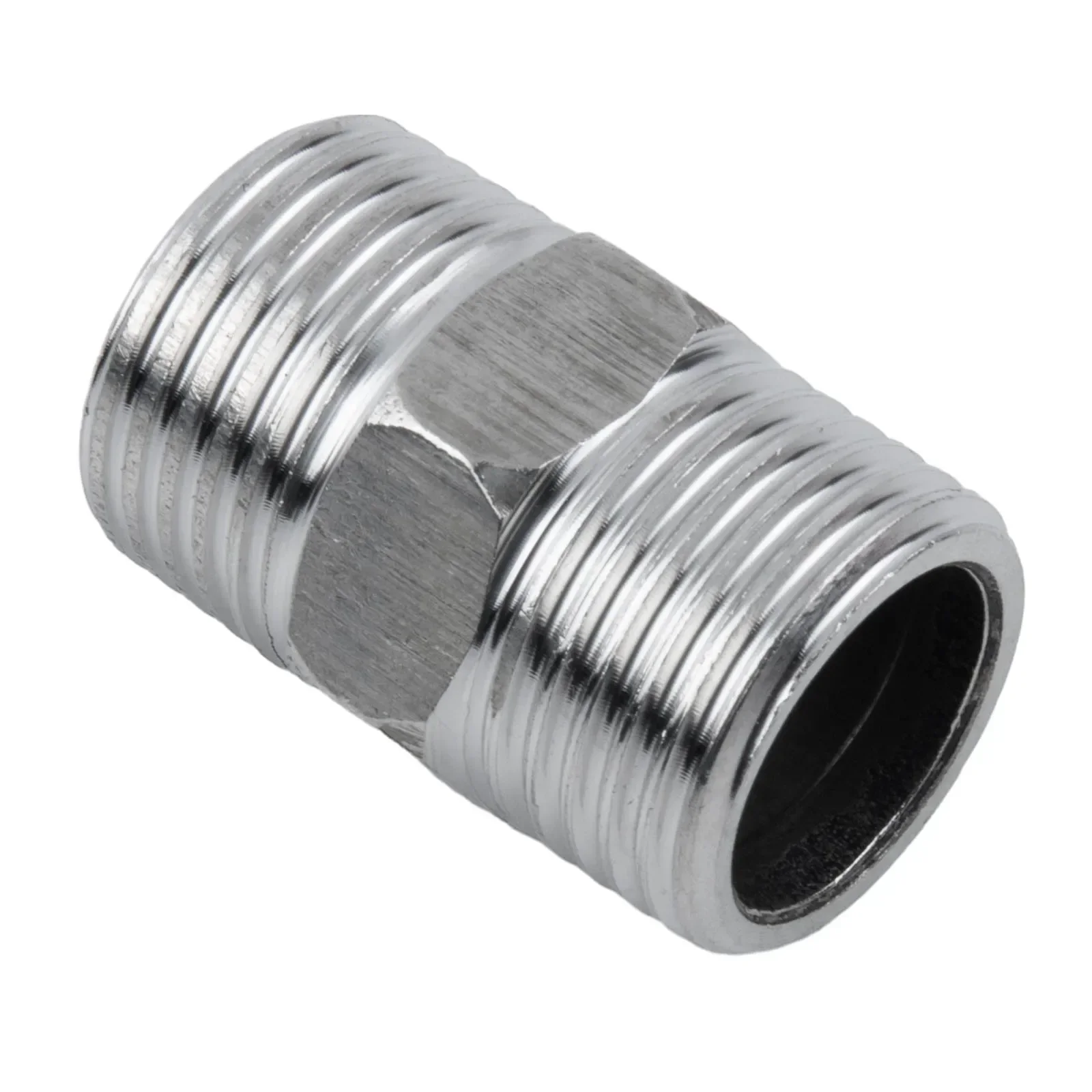 G1/2 Chrome Stainless Steel Length Extender Shower Connector For Extra Long Hose Double External Thread Direct Head Plumbing