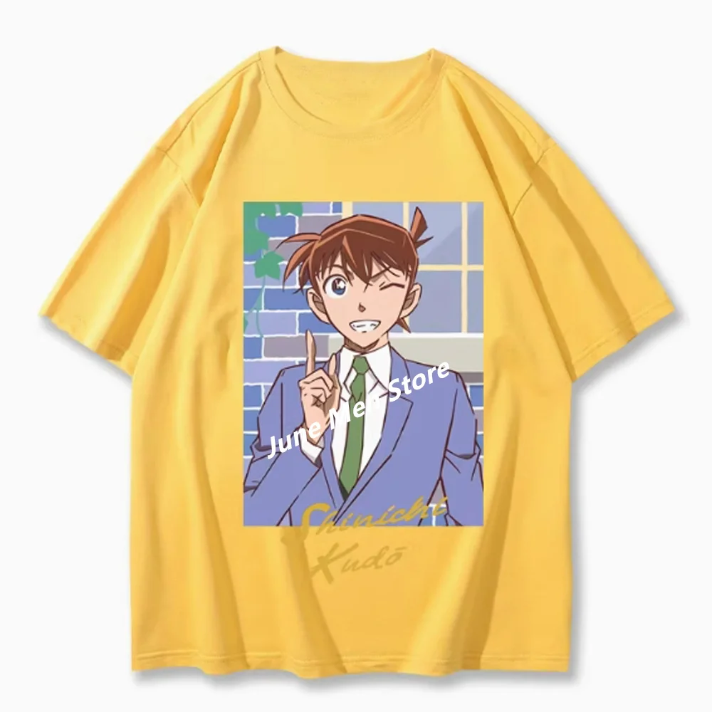 (Uniqlo) Detective Conan Anime Art Kudo Shinichi Printed Cotton Crewneck Short-Sleeved T-Shirt Men's And Women's Summer Tops