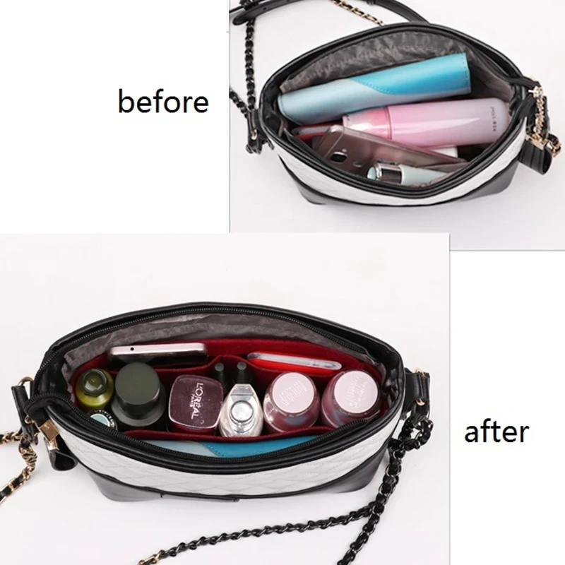 Fits For Gabrielle Hobo Felt Insert Bag Women Makeup Organizer Travel Organizer Portable Cosmetic Bag Shaper