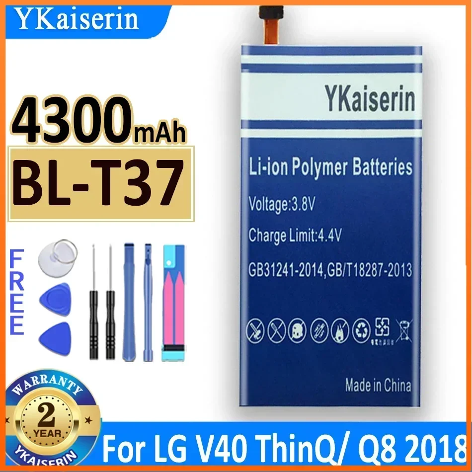 

Аккумулятор ykaisсеребрин BL-T37 на 4300 мА · ч для LG V40 ThinQ Q710 Q8 версии 2018, аккумулятор большой емкости Q815L, батарея, гарантия бесплатного инструмента