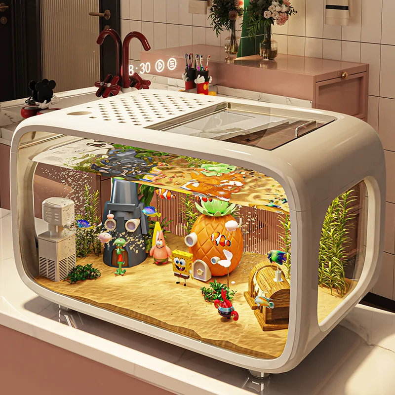

Strictly selected light luxury fish tank household high-grade transparent living room with cover landscaping ecological tank