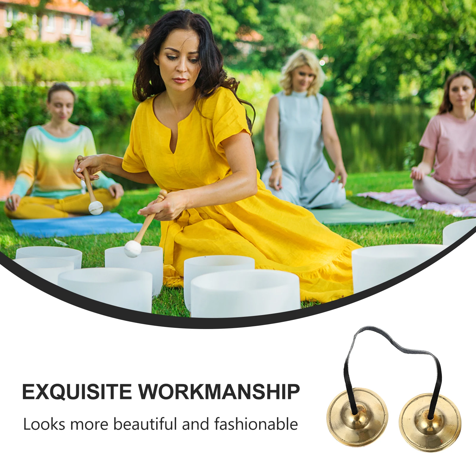 

Touch The Bell Cymbals Bells Yoga Ring Musical Instrument for Religious Ceremony Copper