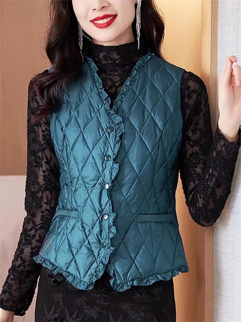 

2023 Autumn And Winter Fashion Style Down Cotton Vest Tank Top Women's Fashion Slim Warm Sleeveless Waistcoat Jacket Z4001