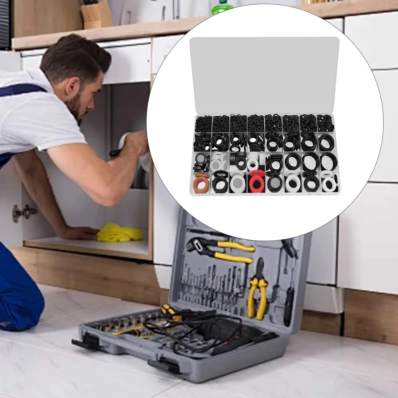 

705Pcs O Rings and Washers Kit Sealing Rings Rubber Gaskets Assorted Set for Pipe