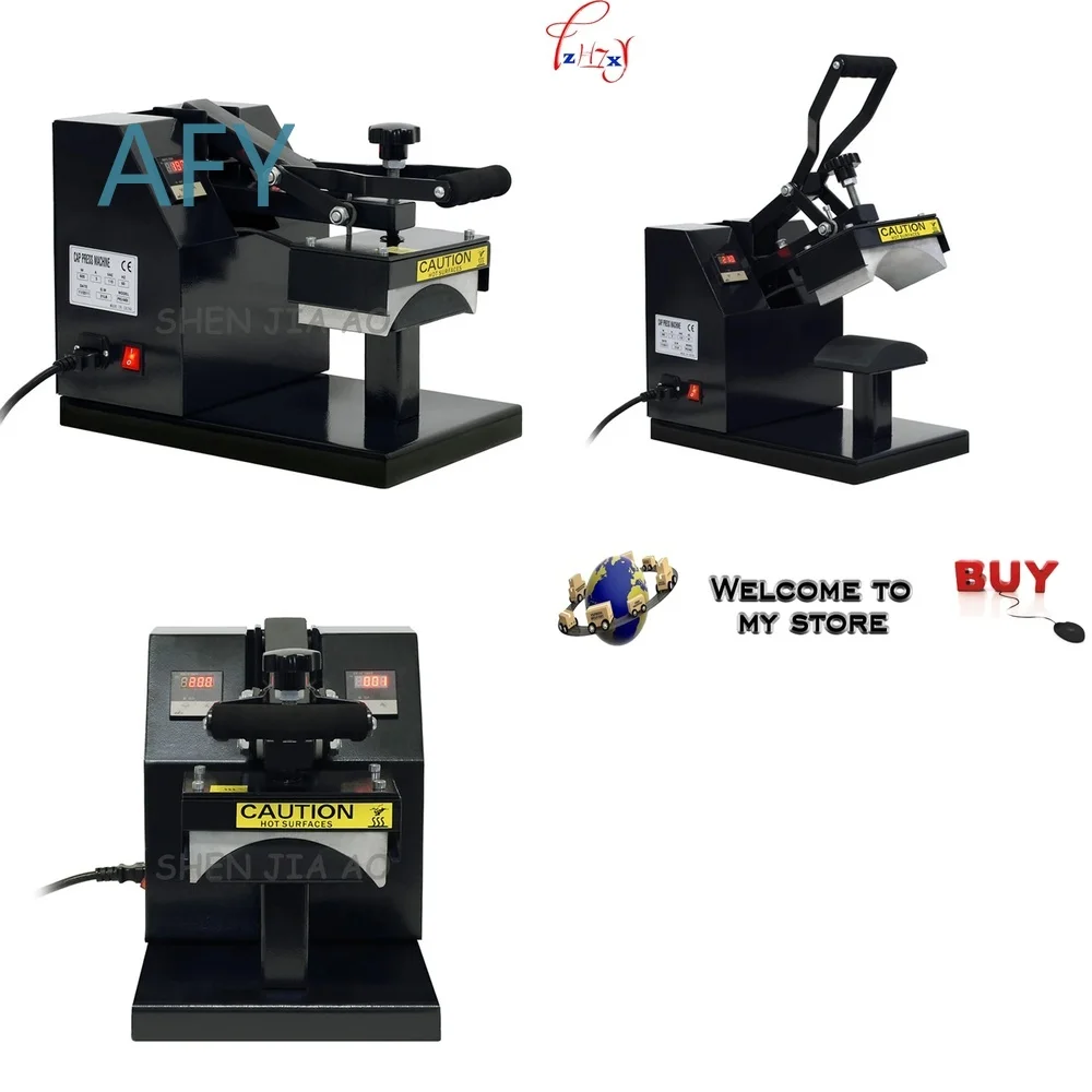 600W Manual Direct Pressure Heat Transfer Hat Press Machine for 110V 220V Hats Caps Flat Brim Snapback Cap Printing Equipment