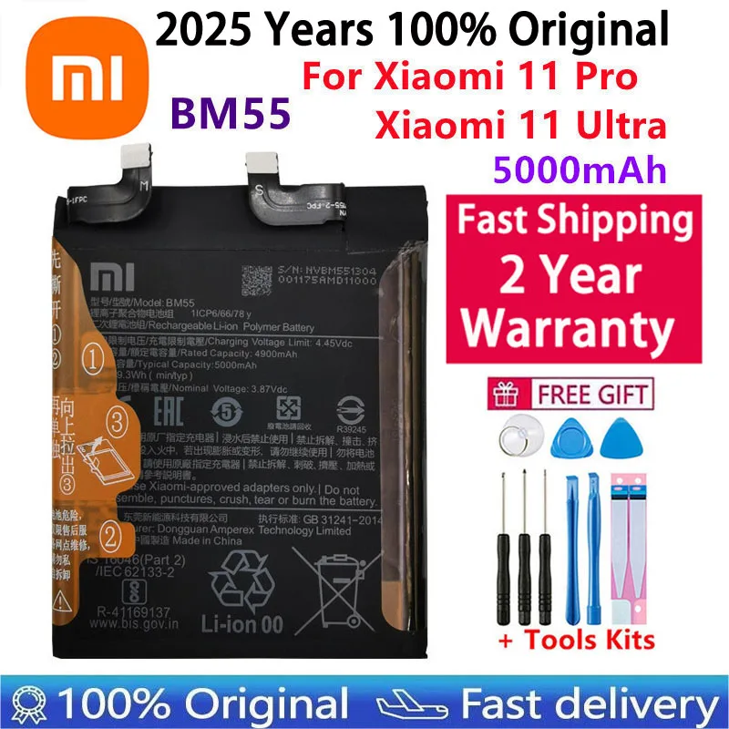 بطارية أصلية من Xiaomi لعام 2025 لبطاريات Xiaomi Mi Mix 1 2 2S 3 4 Poco X3 F3 Redmi K40 10T 11T Mi 11 Mi11 Lite Ultra Pro #5