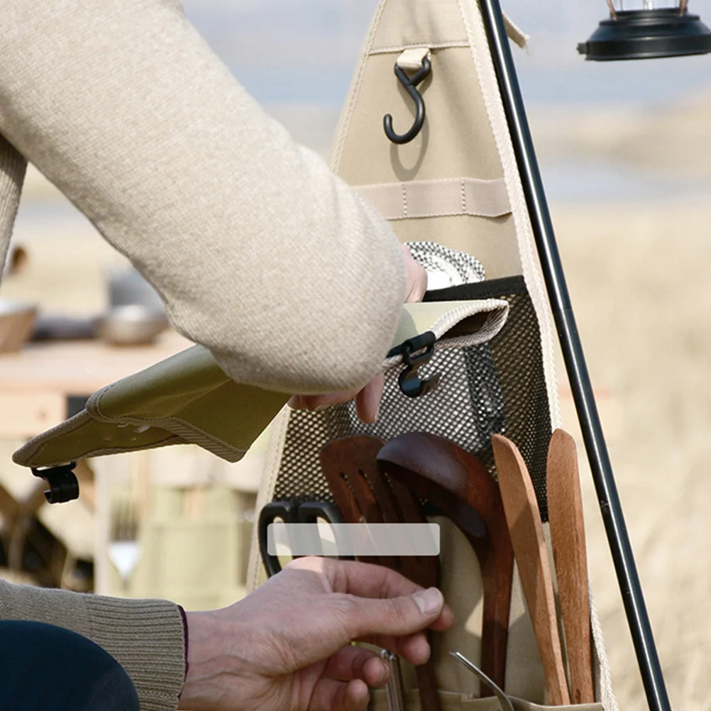 

Outdoor Camping Tableware Bag Hanging Design Portable Lightweight Cutlery Organizer for Picnic Bbq Hiking Storage