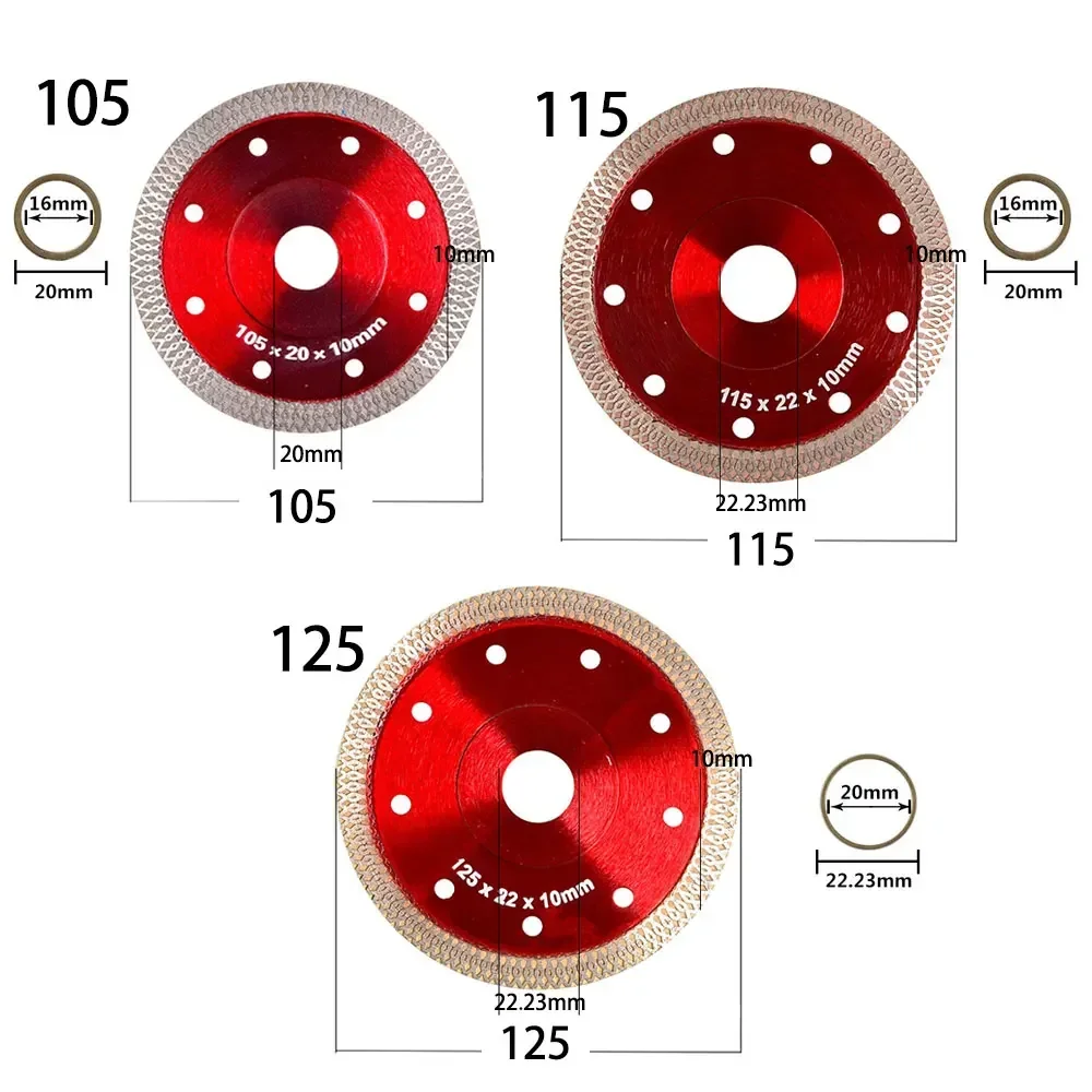 Lama per sega diamantata da 105/115/125 mm per piastrelle in porcellanato, ceramica, taglio a secco/umido, pietra, lama per sega, disco da taglio diamantato