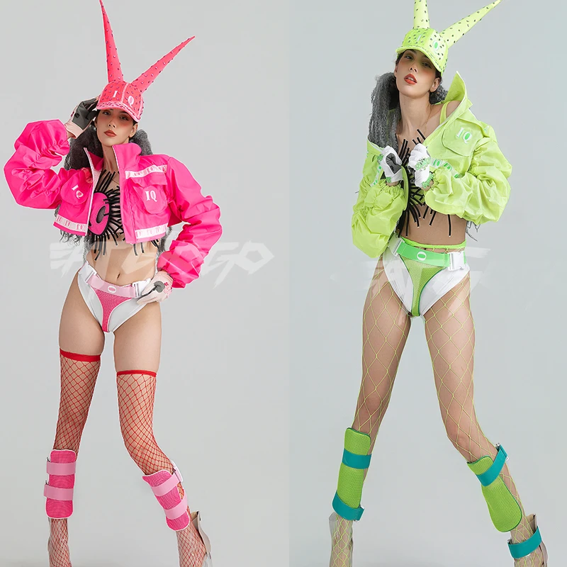 Strój Gogo Dancer dla Kobiet Fluorescencyjne Kolory Stroje Festiwalowe Klub Nocny Bar DJ Pole Dance Ubrania Sceniczne Rave XS10370
