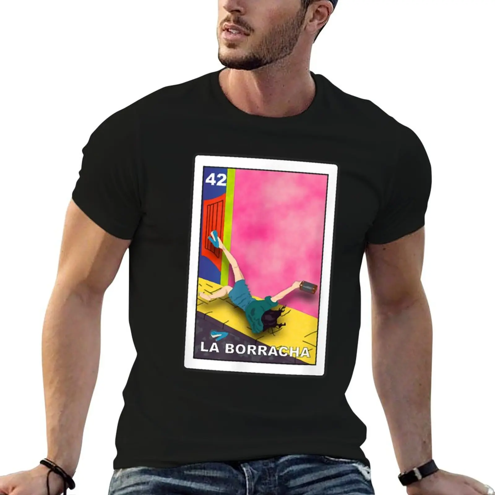 Camiseta divertida La Borracha Loteria Mexicana, camiseta gráfica para hombre, camiseta 100% de algodón, camiseta de marca de lujo