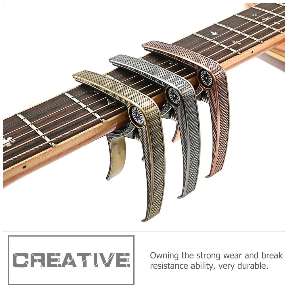 Ukelele capo guitarra acústica tom modificado braçadeira de afinação braçadeiras resistentes metal prateado