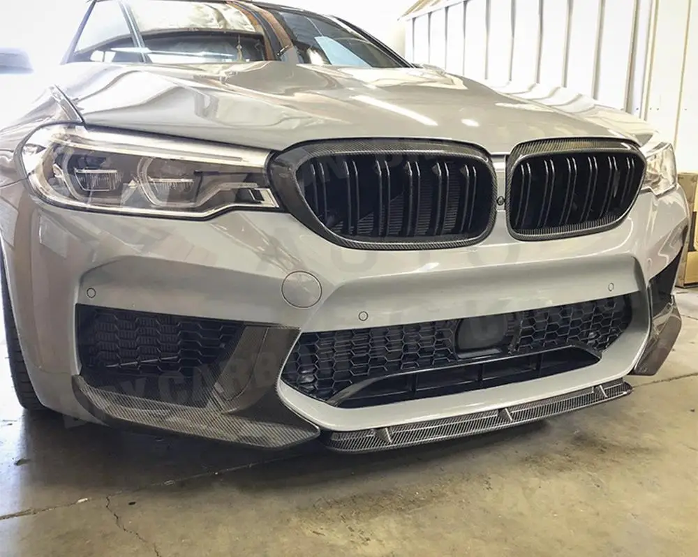 ألياف الكربون الجافة الزاوية الأمامية حافة مصد السيارة المفسد حامي لسيارات BMW 5 Series F90 M5 2018 2019 سيارة الوفير الذقن رفرف Cupwings