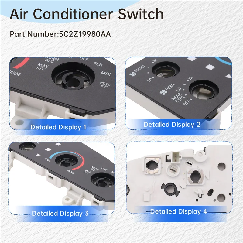 

Car Control Assy Air Conditioner Switch For Ford E150 E250 E350 Super Duty 2005-2021 LHD Dash Control Unit 5C2Z-19980-AA
