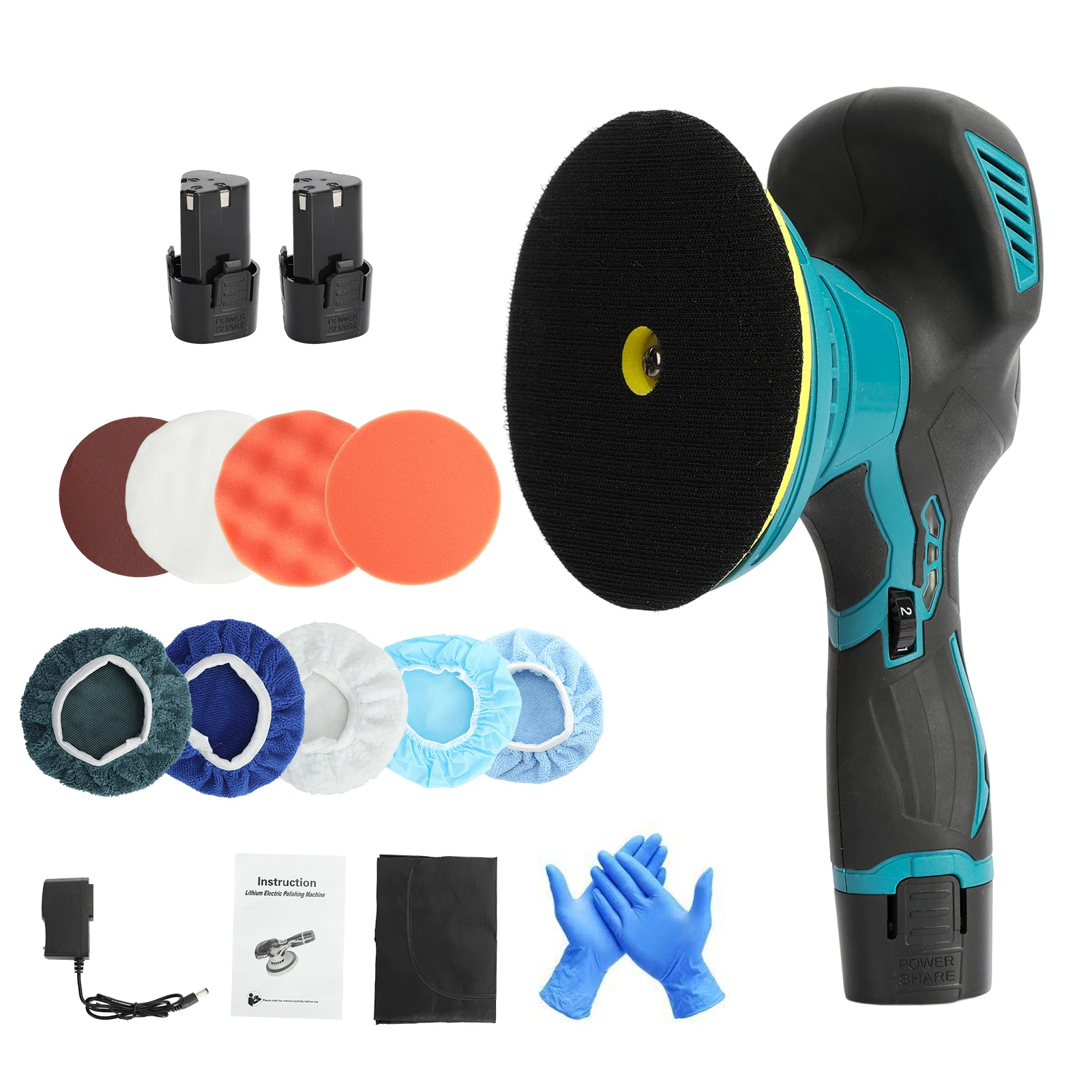 

Car Polisher 6 Variable Speed Battery Powered Cordless Powerful Motor Ergonomic Handle Car Polishing Dual Action Car Buffer Pol