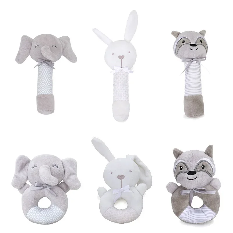 

Baby Hand Cranked Bell Cartoon Animal BB Stick Hand Plush Toy Grip Stick