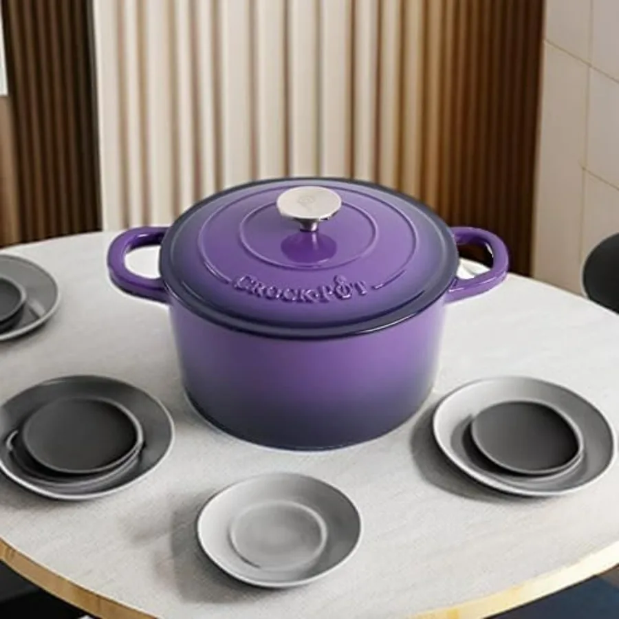 Artisan Round Enameled Cast Iron Dutch Oven 5Quart Lavender Purple