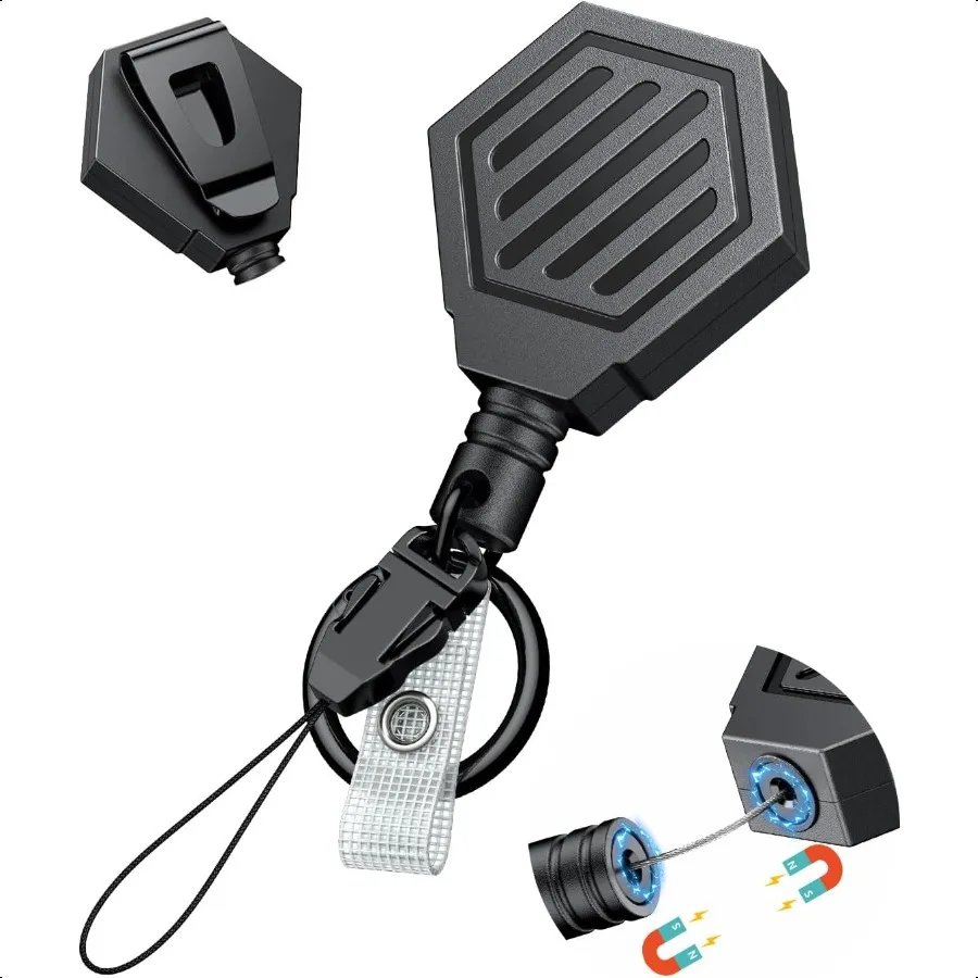 

Heavy Duty Retractable Keychain with Magnetic Closure Retractable Badge Reel for up to 16 oz Magnetic ID Badge Holder Reel with