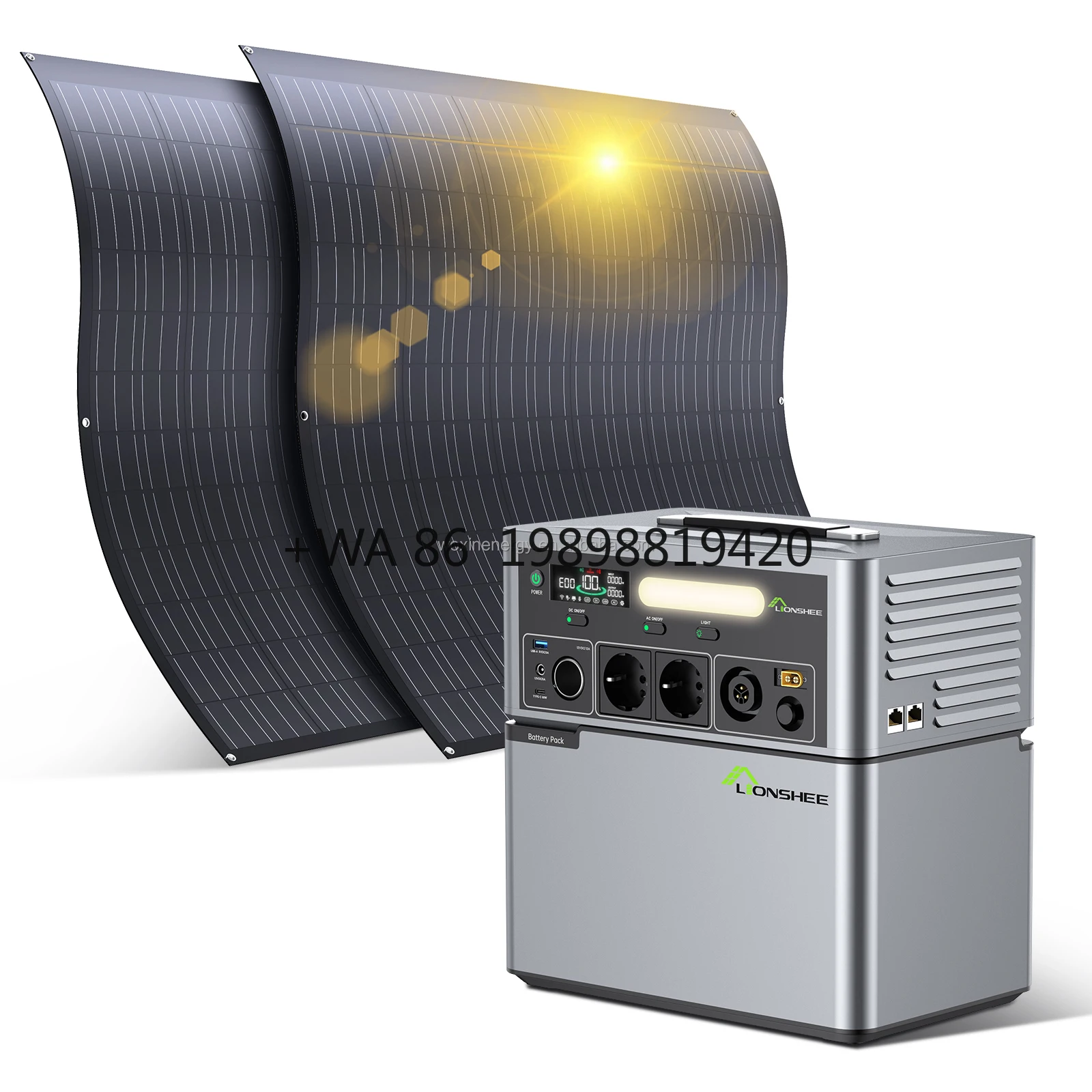 2.5kw Off Grid Solar Generator 2500W Inverter Box 1kwh LiFePo4 Battery 240W Flexible Panel Portable Power Station Complete Set