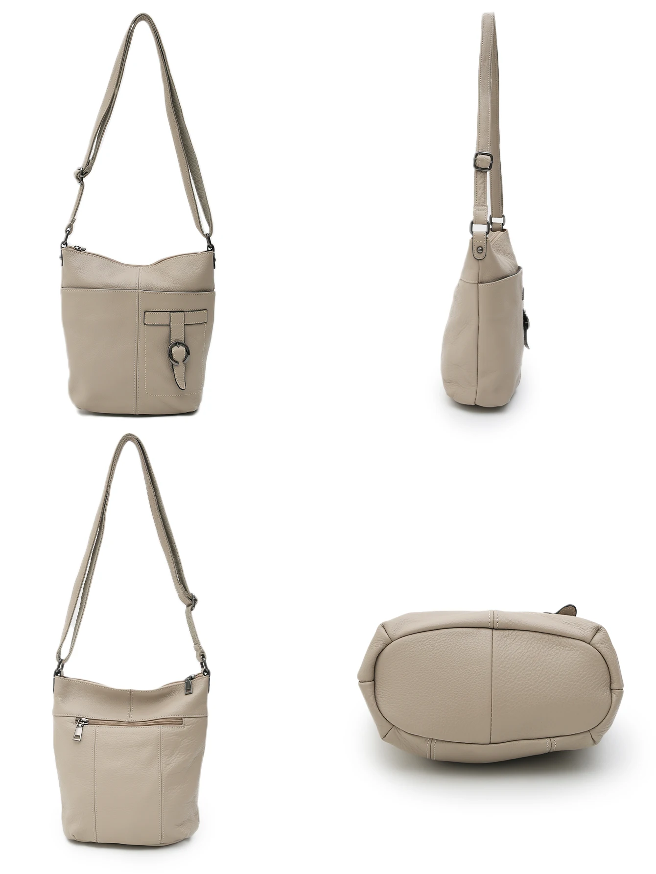 SC Brand Design Genuine Leather Shoulder Bag for Women Casual Versatile Style Multi Pockets Cross Body Handbag Daily Hobo Bucket