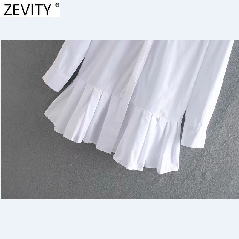 2020 New women solid color hem pleated white mini dress elegant long sleeve chic vestidos business women clothing dresses DS3532