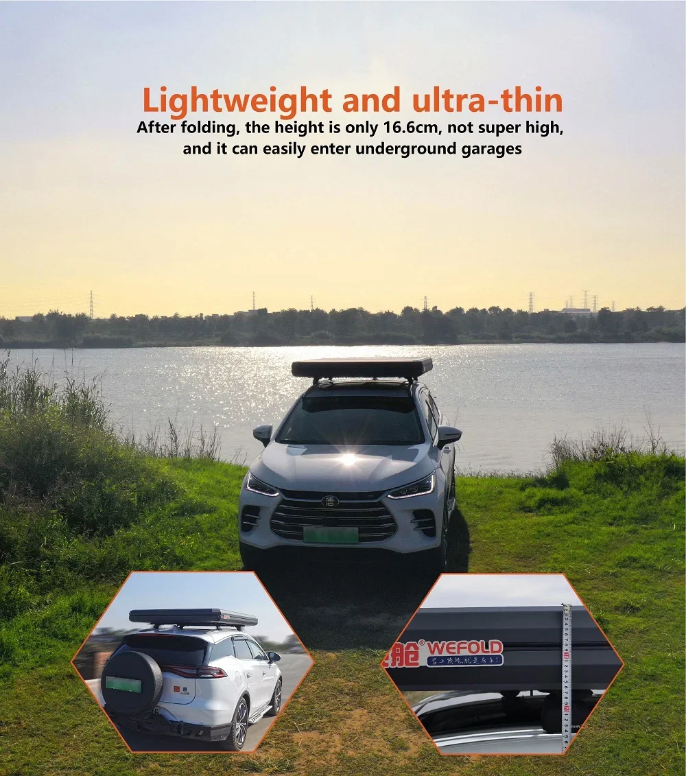 900W Solar Panel Included Auto Camping Outdoor Aluminum 3-4 Person Roof Top Tent Hard Shell Car Rooftop Tents Top Sales