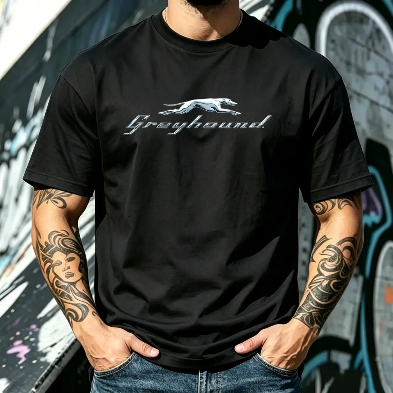 washed T Shirt New Greyhound Bus Station Logo Usa Size long or short sleeves vintage Washed Comfortable streetwear Soft