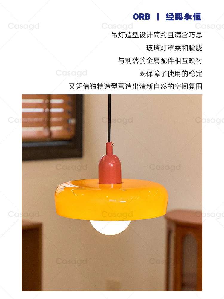 خمر ممفيس السرير قلادة ضوء مطعم الإبداعية كريم نمط مصمم ضوء الزجاج الأخضر #5