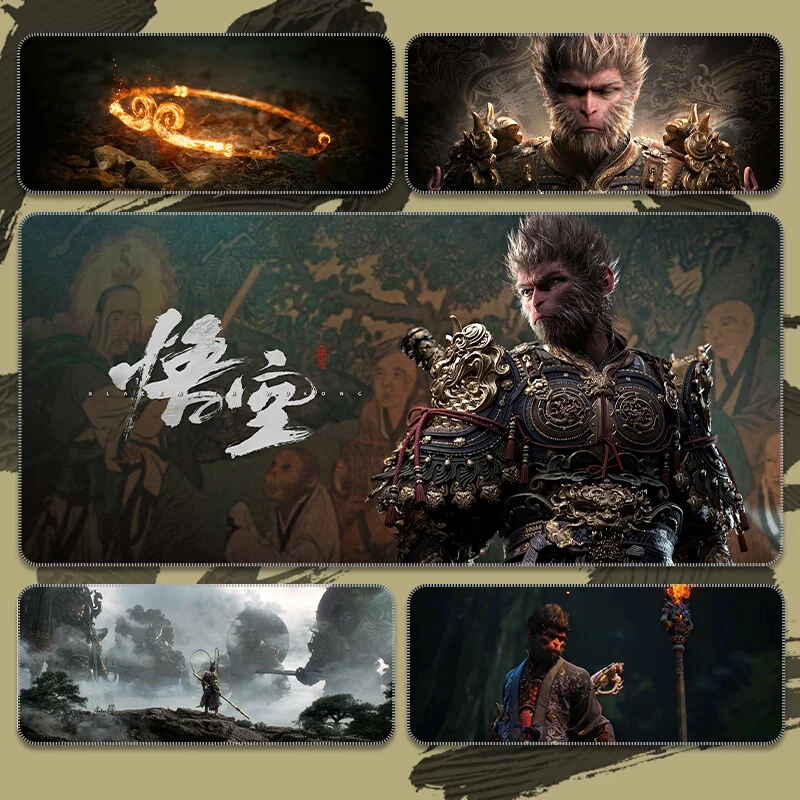 For Black Myth Wukong Super Large Mousepad 900x400x4mm Anti-Slip Raven68 Mechanical Keyboard Natural Rubber Thicken Mouse Pads