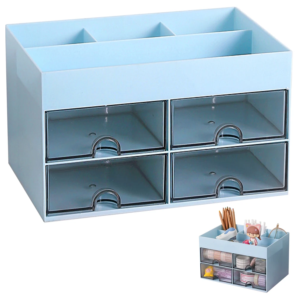 

Drawer Storage Box Desktop ganizer Plastic Desk Tidy Stationery Holder Office Supplies Case Tabletop Decorative Type Multi