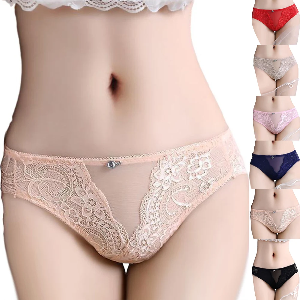 Roupa Interior Respirável de Cintura Baixa Feminina, Cueca Malha Renda, Biquíni Transparente, Tanga Leve, Cueca Sexy, Novo