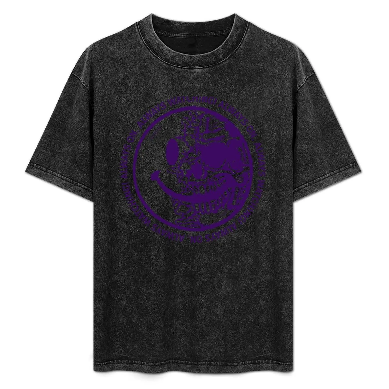 M.A.S.R. Always On, Always Watching! Purple/White T-Shirt Stylish Print Short Sleeve Tee