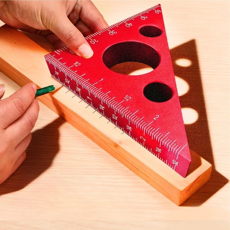Aluminum Alloy Woodworking Triangle Ruler Carpenter DIY Marking Holes Woodworking Limit Gauge Multifunctional Measuring Tools
