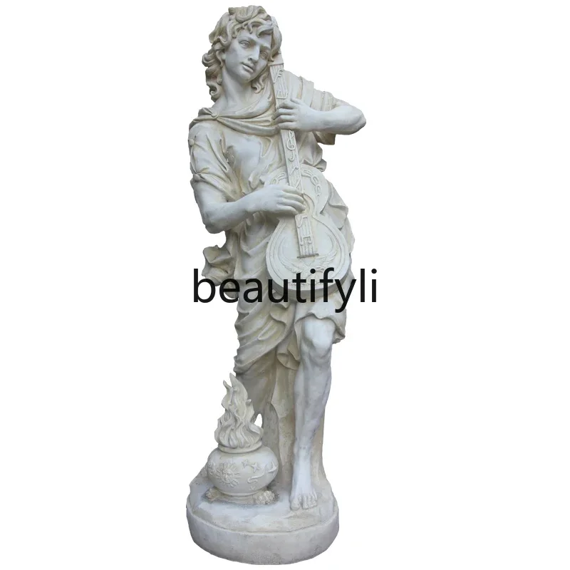 

European Figure Sculpture Garden Garden Floor to Floor Ornament Outdoor Angel Decorative Artwork Vintage Muse Statue